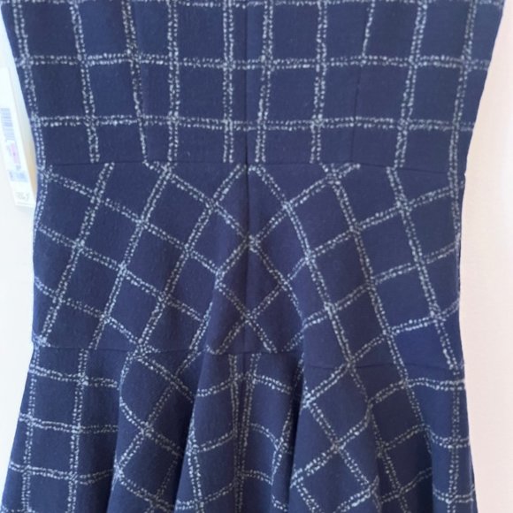 NEW! Eliza J Windowpane Cotton Blend Fit-& Flare Navy blue Dress, size 6 - Picture 7 of 14
